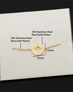 Gold Compass Bracelet Stainless Steel Dainty Disc